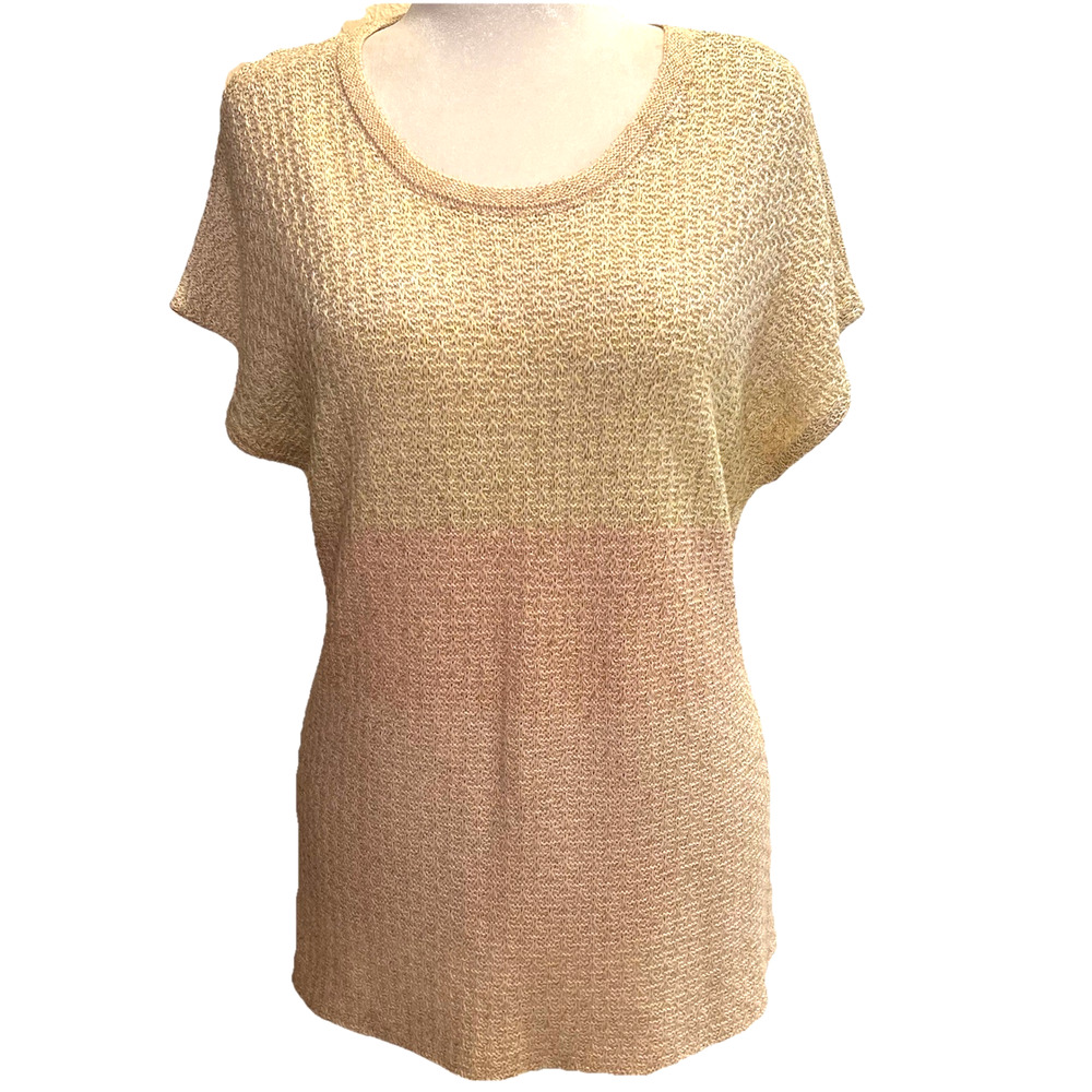 St. John Yellow Label Sweater XL Open Knit Ombre Scoop Neck Quiet Luxury Cottage